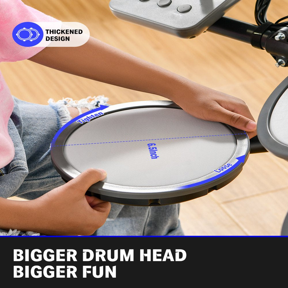 Donner DED-70 Kids Electric Drum Set, 68+ Sounds, Quiet Mesh Pads, Portable, Includes Sticks & Headphones
