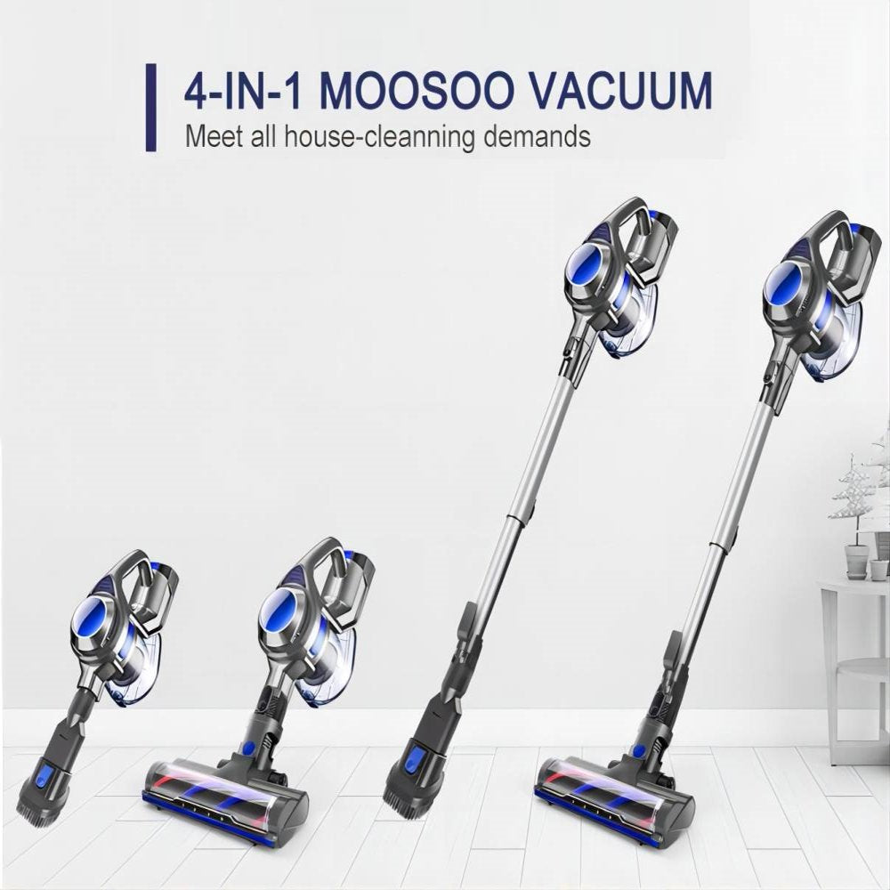 MOOSOO XL-618Pro Cordless Vacuum, 4-in-1 Lightweight Stick Cleaner, 20Kpa Suction, 1.3L Dust Cup, Detachable Battery