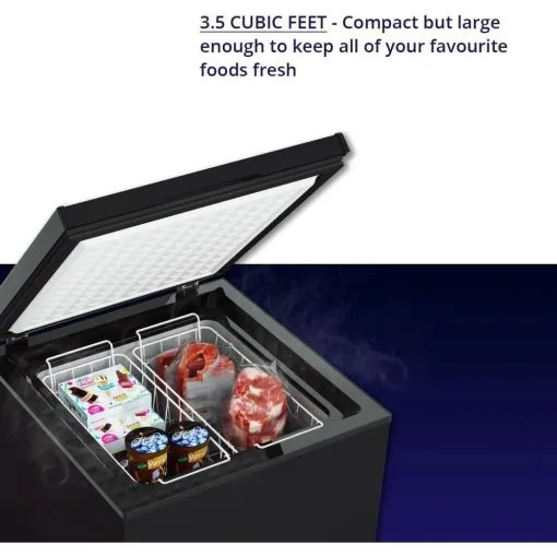 Northair 3.5 Cu Ft Chest Freezer, Black – Quiet Compressor, 2 Removable Baskets, 7 Temp Settings
