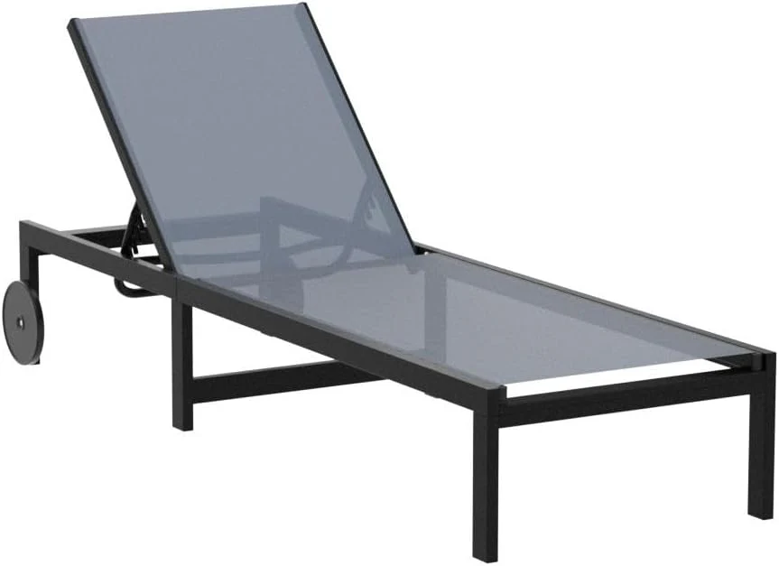 PURPLE LEAF Patio Tanning Lounge Chair Set with Face Down Hole Outdoor Aluminum Adjustable Reclining Chairs Wheels Pillows and Table for Poolside Beach Sunbathing Lounger, Beige