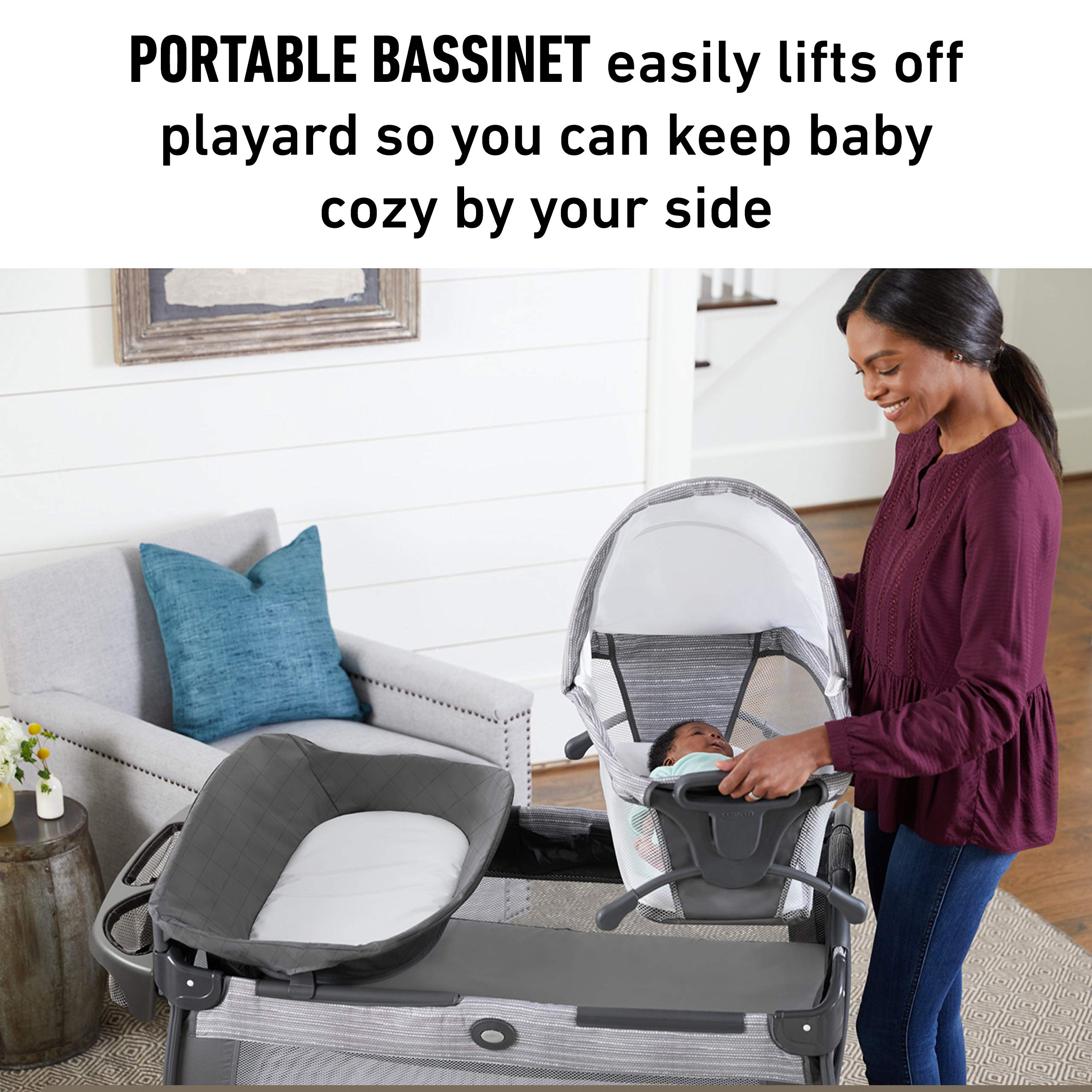 Graco Close2Baby Portable Bassinet & Playard with Diaper Changer and Storage Organizer