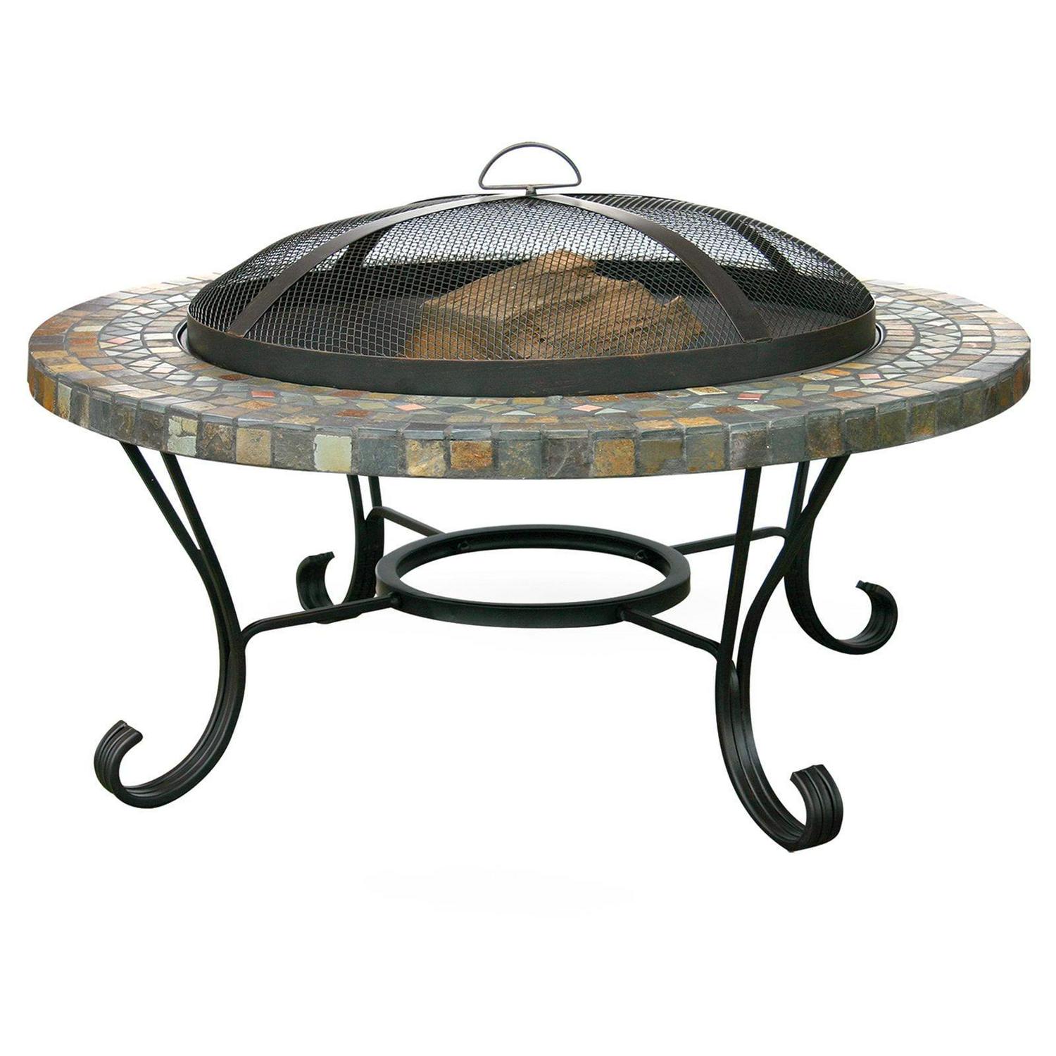 Blue Rhino UniFlame WAD931SP 34′′ Round Copper Slate Wrought Iron Wood Burning Fire Pit for Outdoor Use