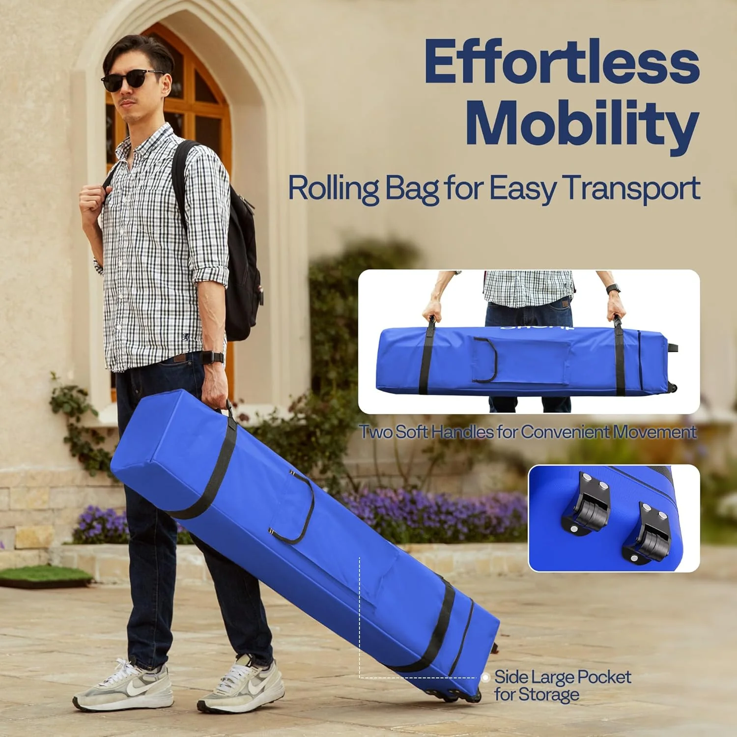 10x10ft Easy Pop-Up Canopy, Outdoor Screen Tent with Mosquito Netting, 2 Zipper Doors, and Roller Bag for Yard Camping Picnic Party Events, Beige