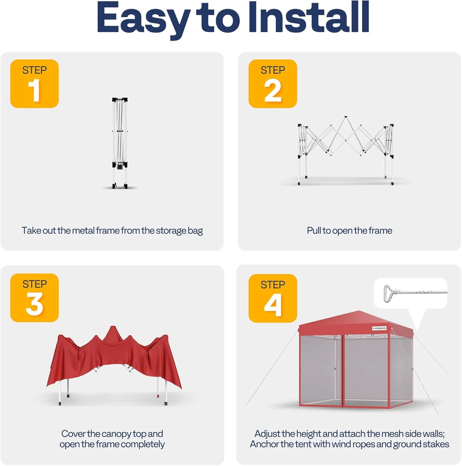 10x10ft Easy Pop-Up Canopy, Outdoor Screen Tent with Mosquito Netting, 2 Zipper Doors, and Roller Bag for Yard Camping Picnic Party Events, Beige