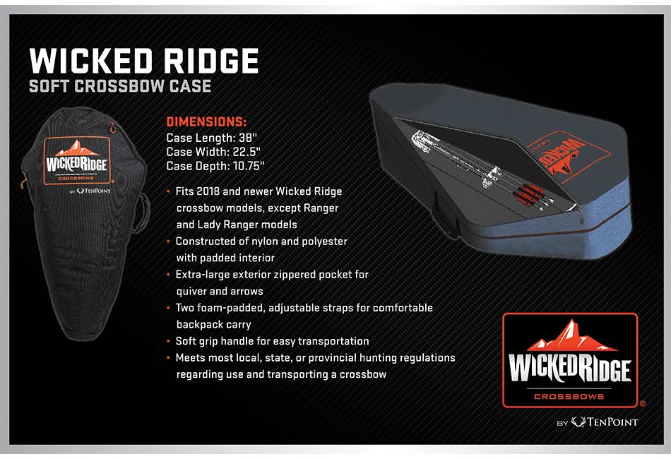 Wicked Ridge Soft Crossbow Case – Durable Nylon/Polyester, Adjustable Straps, Fits 2018+ Models, Padded Interior, Accessory Pocket