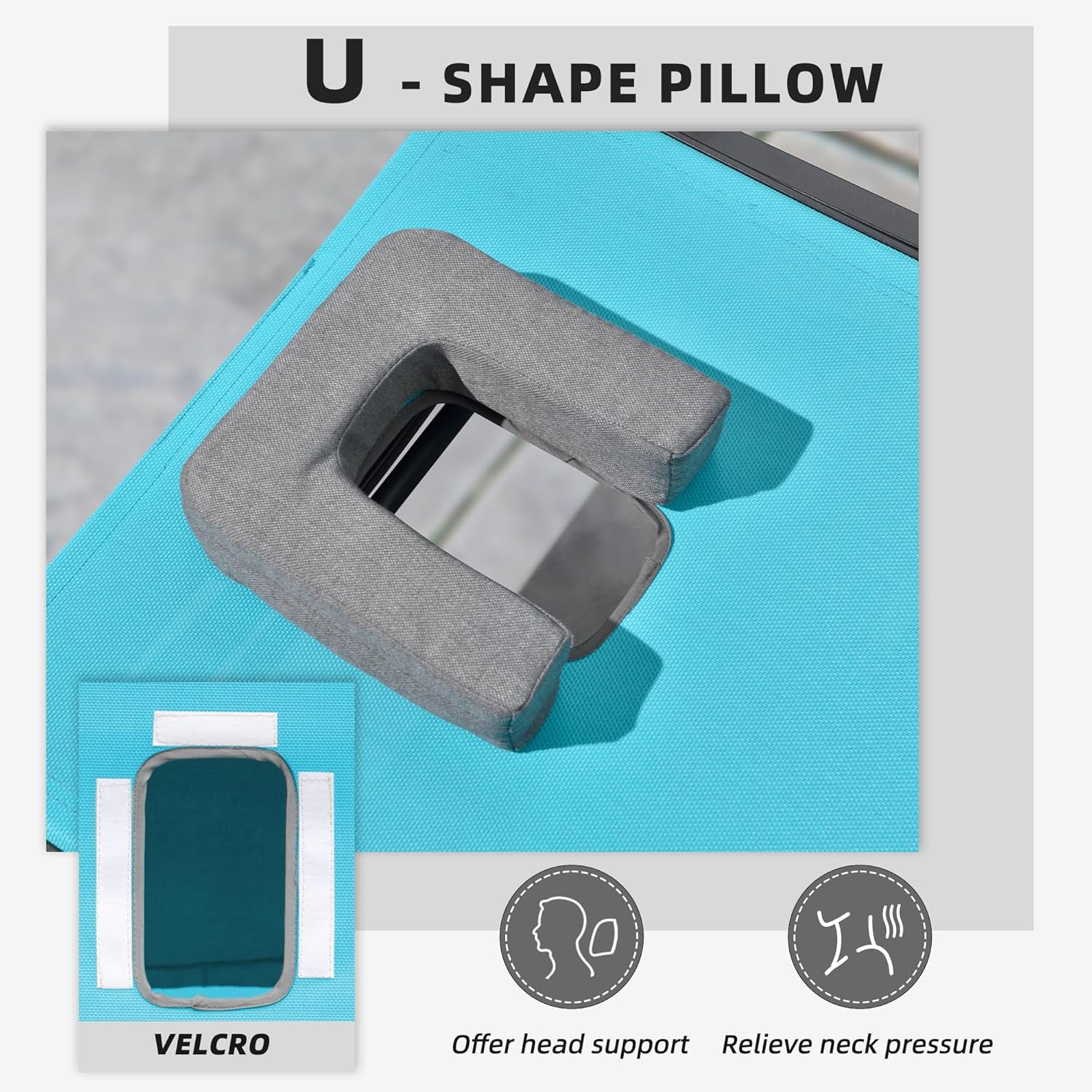 PURPLE LEAF Patio Tanning Lounge Chair Set with Face Down Hole Outdoor Aluminum Adjustable Reclining Chairs Wheels Pillows and Table for Poolside Beach Sunbathing Lounger, Beige