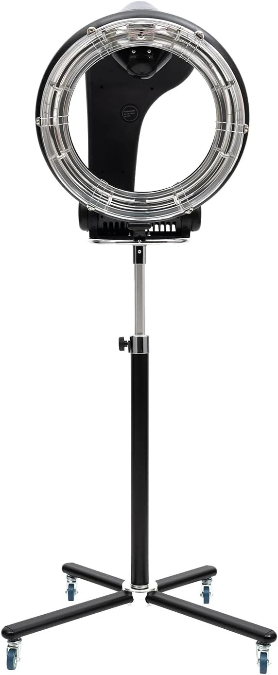 Hair Dryer, 1200W Hair Salon Color Processor Dryer with Infrared Technology, 6 Modes, 360 Efficient Heating, Adjustable Height, Rolling Base for Salon & Home Use, Quiet Care, Black