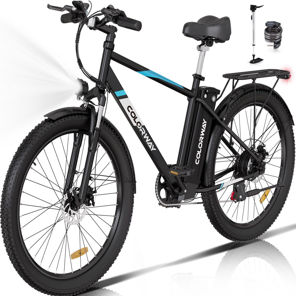 COLORWAY 500W Electric Bike, 26′′x3.0′′ Tires, 36V/15Ah, Shimano 7-Speed, Carbon Steel, LCD Display, IP54 Waterproof