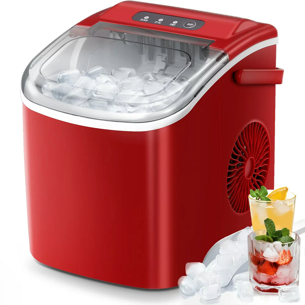 KISSAIR Portable Countertop Ice Maker, 26lbs/24H, Self-Cleaning, 9 Cubes in 6 Mins, Compact & Quiet