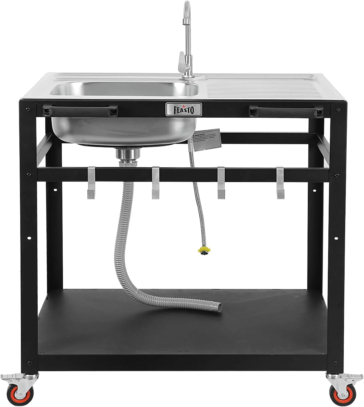 KT2435B Modular Outdoor Kitchen Sink Station – 304 Stainless Steel Freestanding Utility Sink with Faucet & Storage Shelf