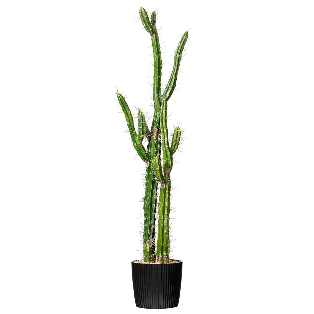 Vickerman 46′′ Artificial Green Cactus in Black Plastic Pot, Decorative Succulent Plant