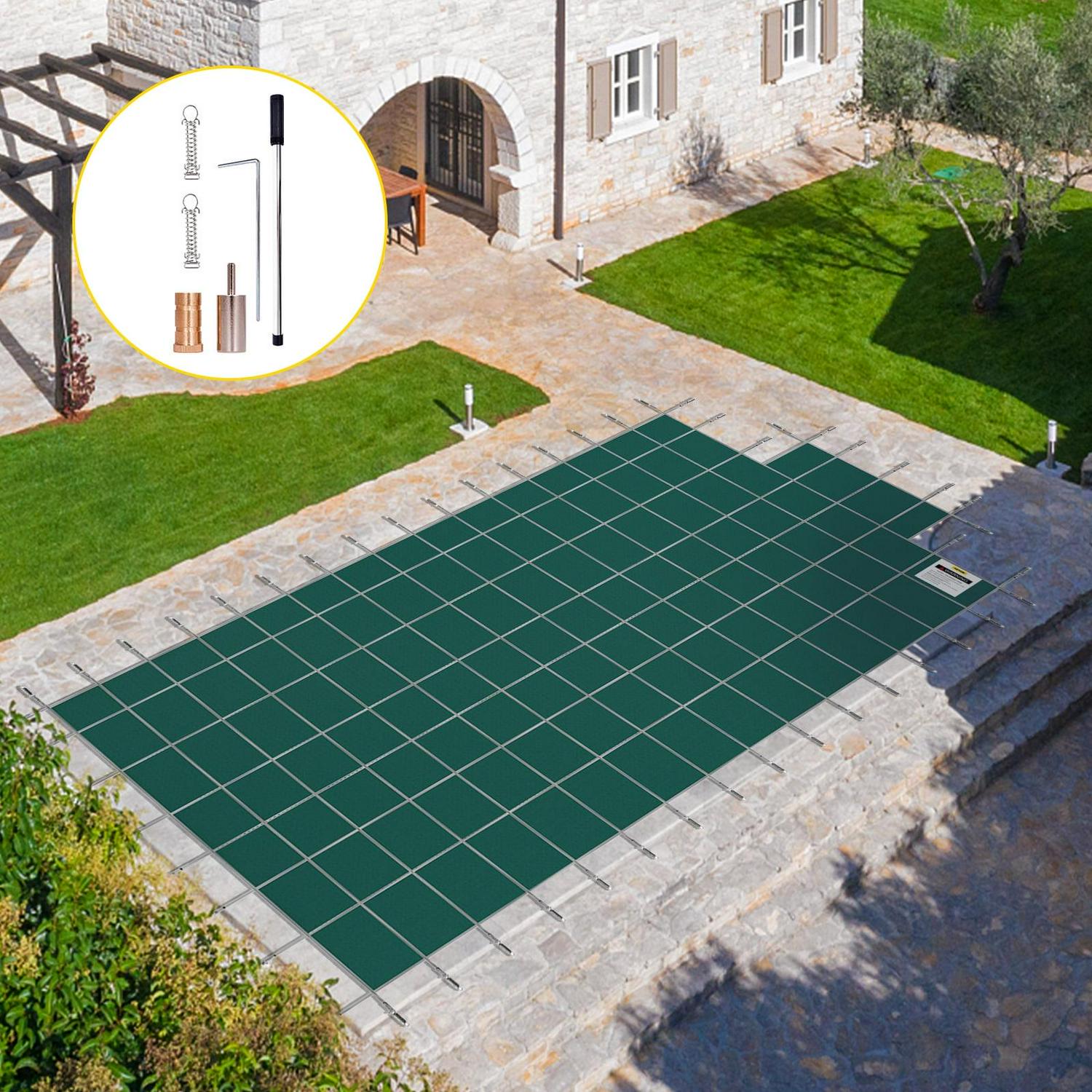 VEVOR Pool Safety Cover 14×26 ft Rectangle Inground, Green Mesh, Durable PP Material, Winter Protection