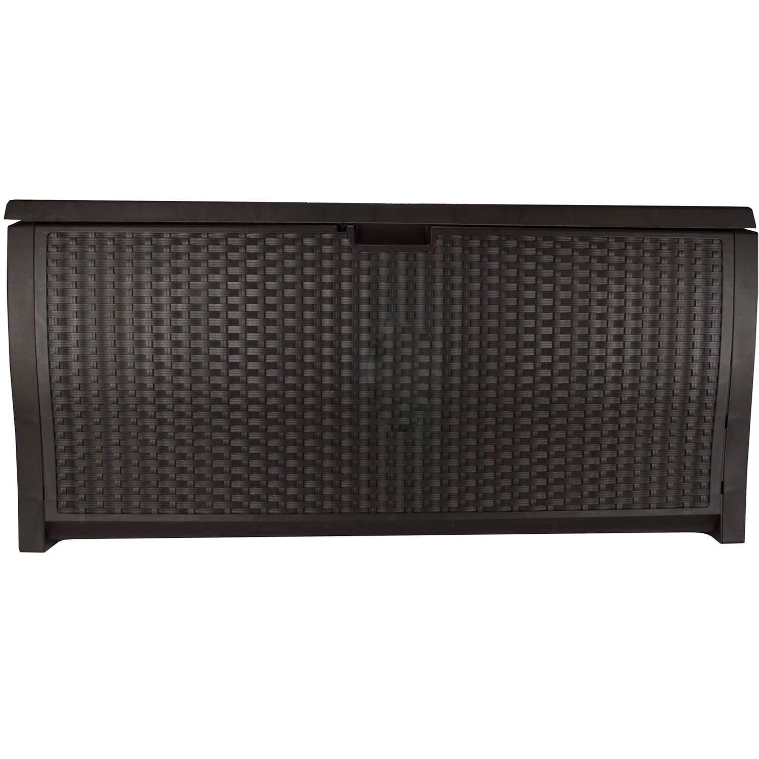 Suncast Resin 99-Gallon Deck Box, Mocha Brown, Lockable Outdoor Storage Container