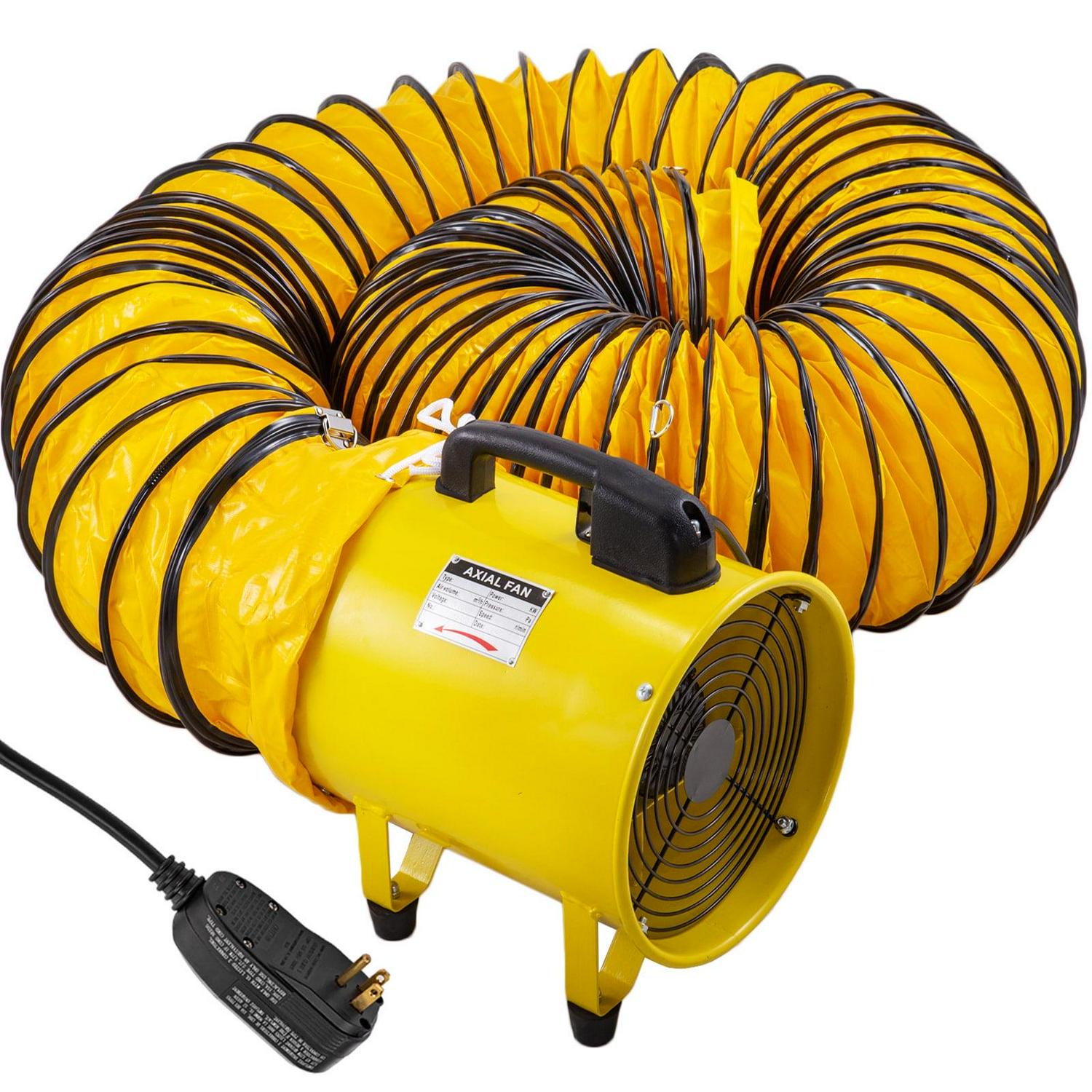 VEVOR 10′′ Two-Speed Portable Utility Blower Fan, 320W, 110V with 10M Hose, High Velocity Ventilator for Confined Spaces