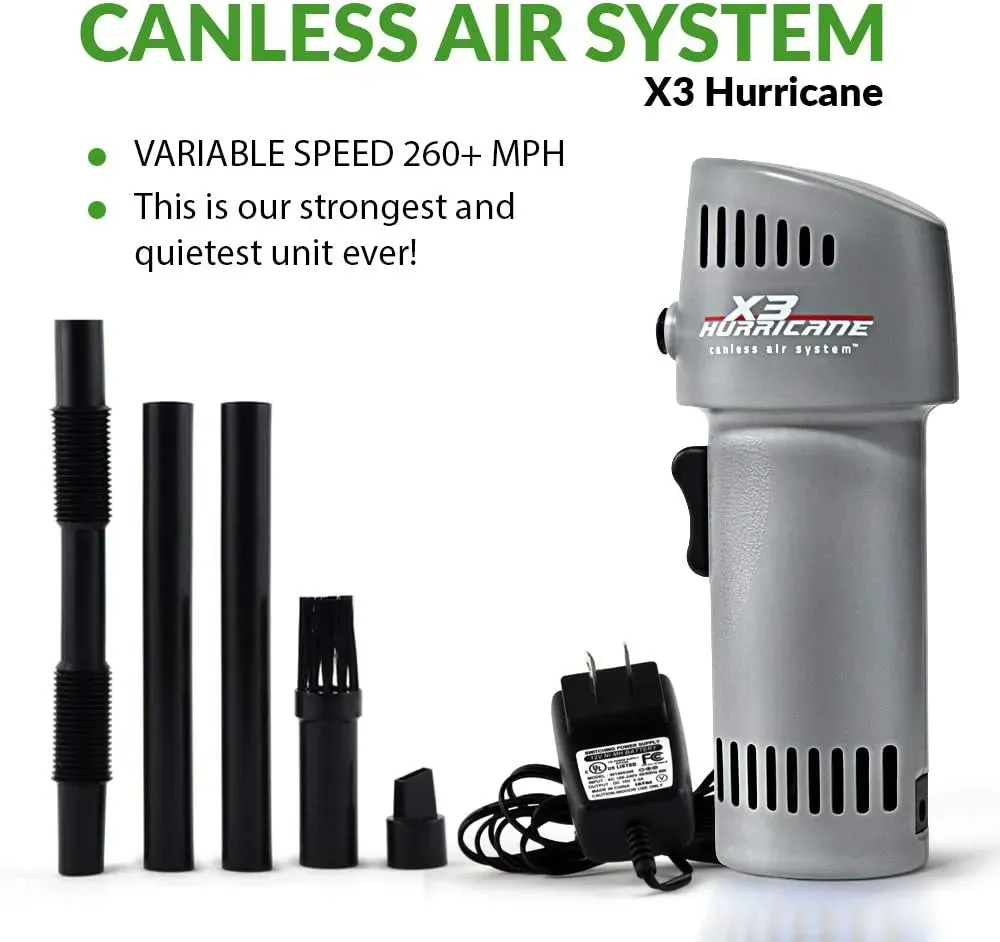 Canless Air X3 Hurricane Cordless Air Duster – Adjustable 260 MPH Speeds, Eco-Friendly, Made in USA