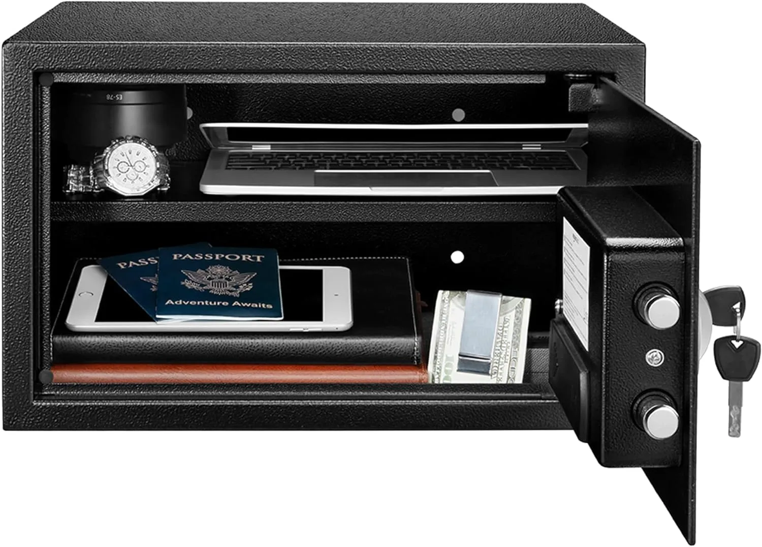 Amazon Basics Black Programmable Security Safe, Electronic Keypad, Alloy Steel, 0.7 Cu Ft, Home/Office Safe