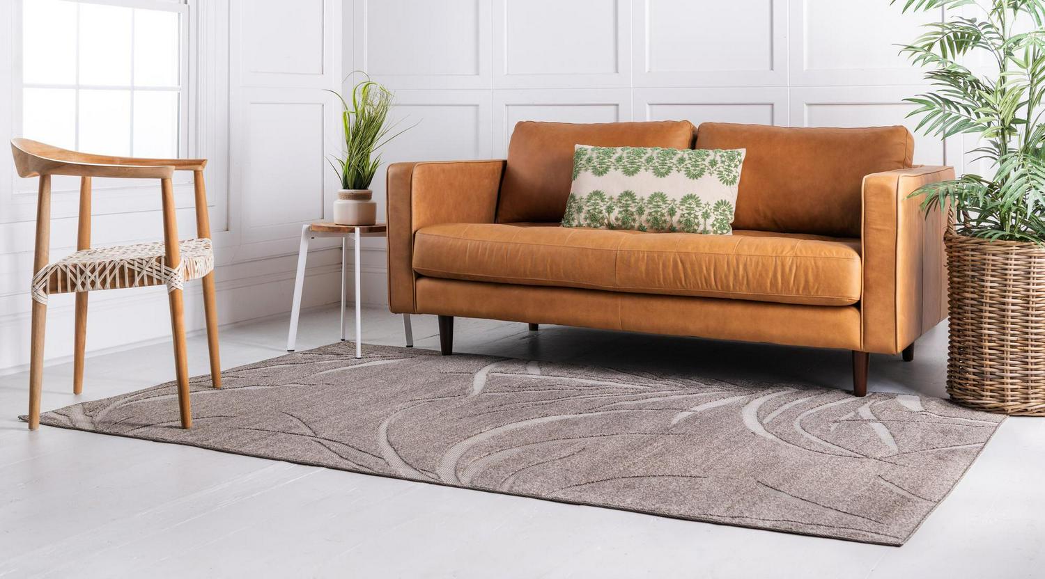 Unique Loom Orlando Botanical Rug – 5×8 Brown/Beige, Indoor/Outdoor, Stain & Fade Resistant, Polypropylene