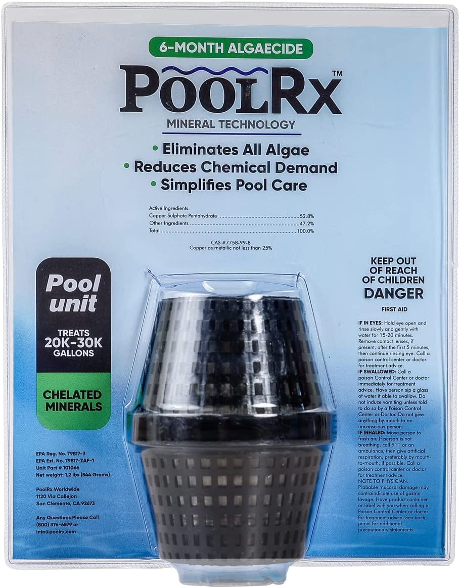 PoolRx Algaecide Unit #101066, 6-Month Treatment for 20k-30k Gallons, Black