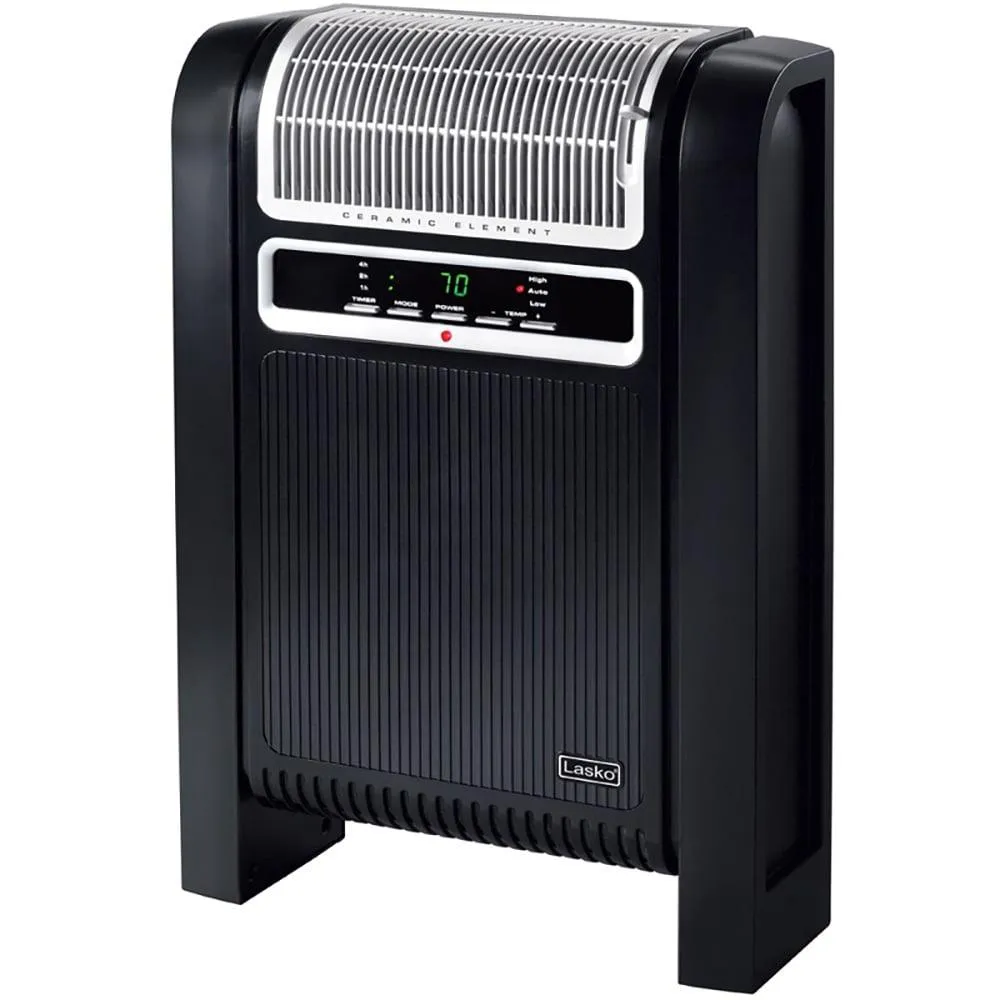 Lasko 6050 1500W Portable Cyclonic Ceramic Space Heater, Black, with Digital Control and Safety Features