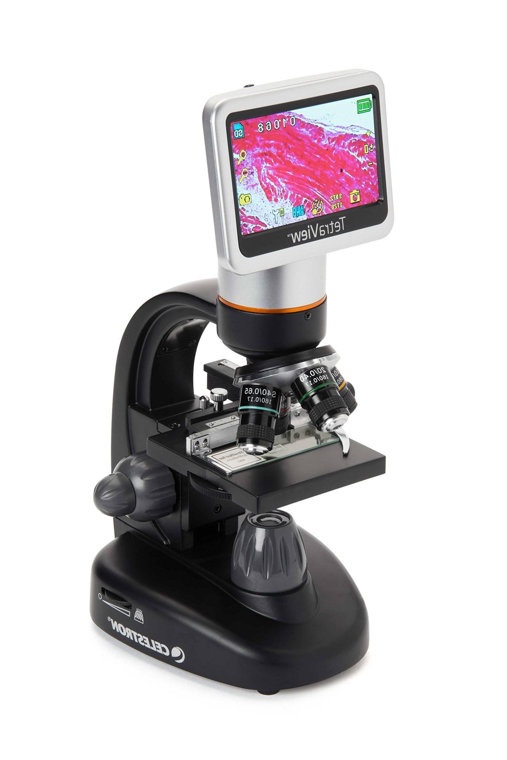 Celestron TetraView 4.3′′ LCD Digital Microscope, 5MP Sensor, 40x-1600x Magnification, LED Illumination, 2GB SD Card