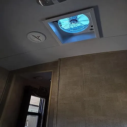 OUTPRIZE 14′′ RV Roof Vent Fan, 12V Remote Control, Quiet, Smart with Rain Sensor, 10-Speed, Energy Efficient