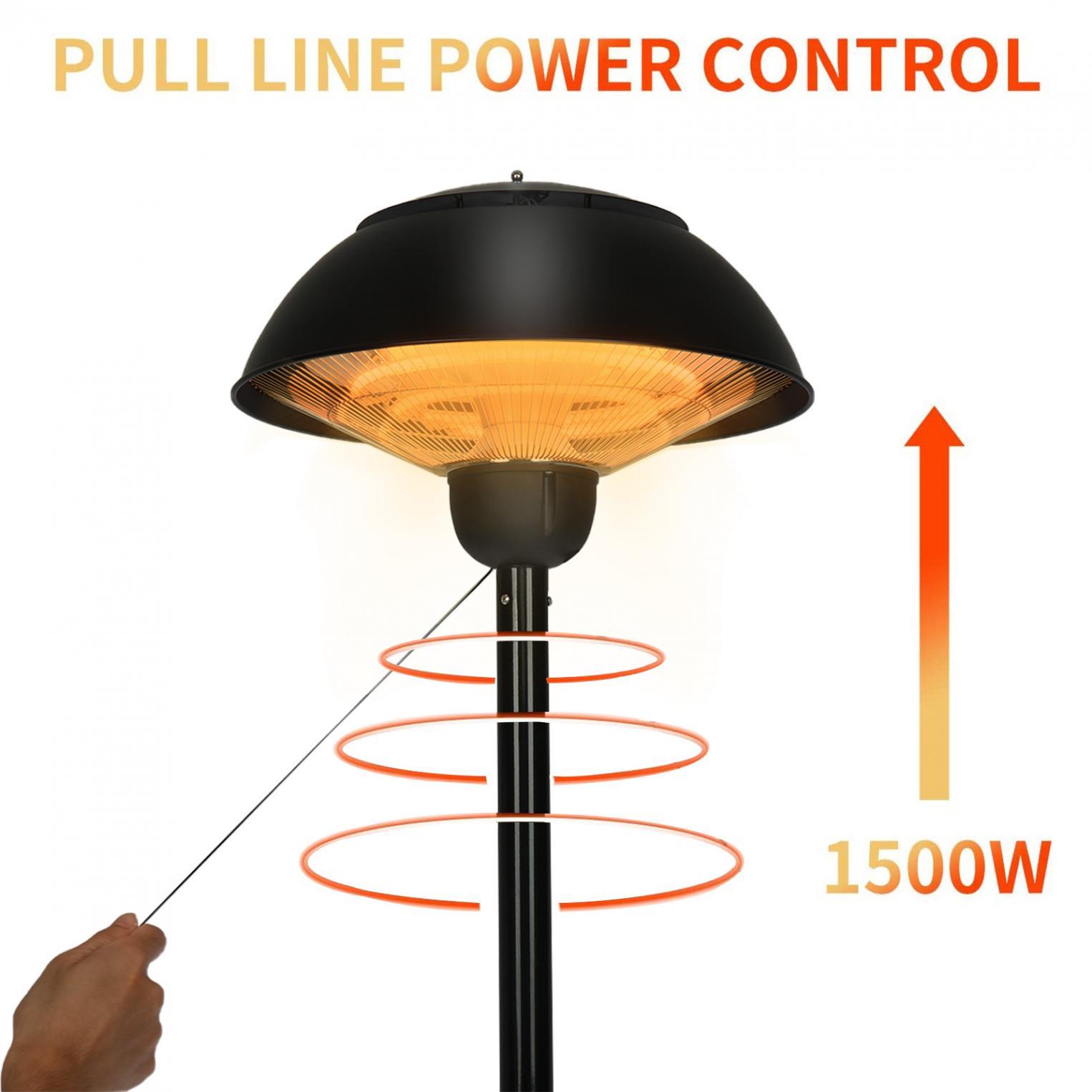 Hammered Bronze Electric Patio Heater, 1500W Infrared, Freestanding, Weather-Resistant for Outdoor Use