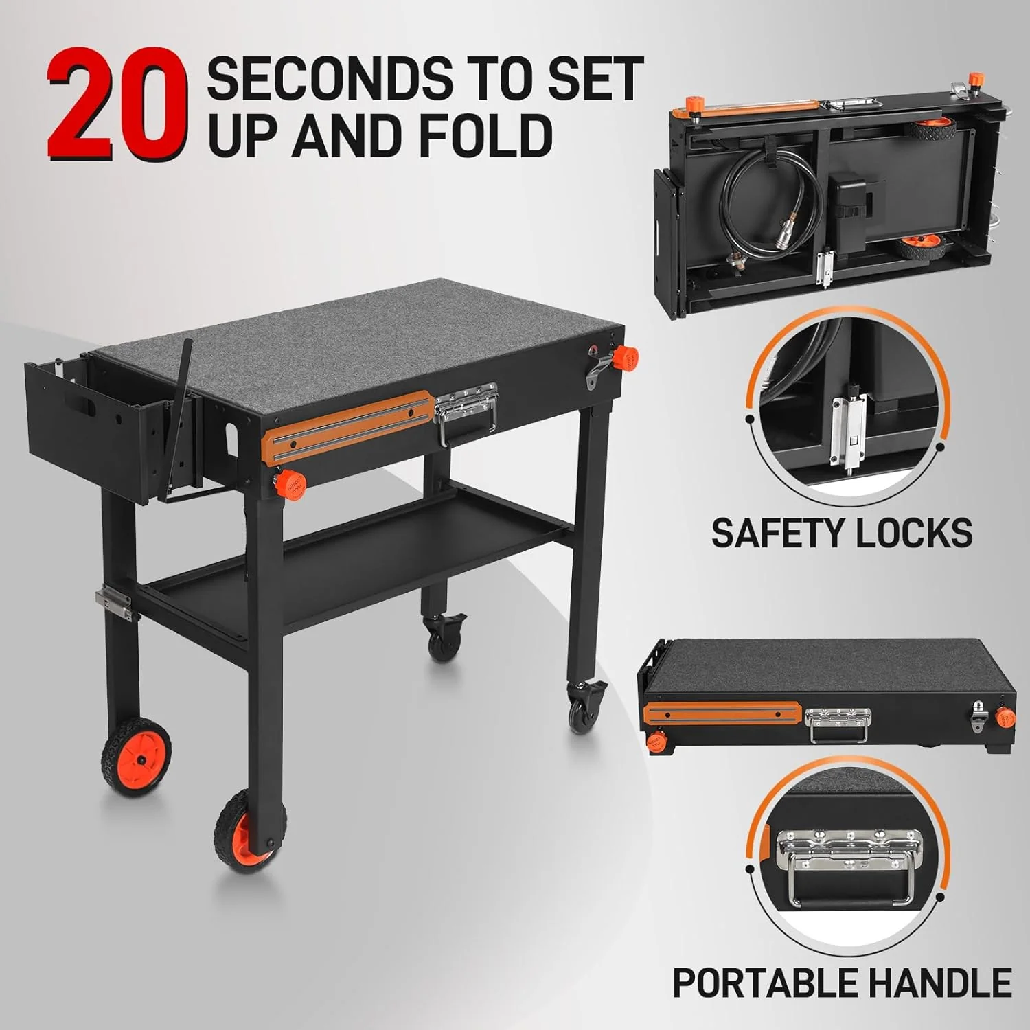 Griller Mate Portable Grill Table Stand – Heavy-Duty, Foldable Outdoor Dining Cart for Blackstone & Weber Grills