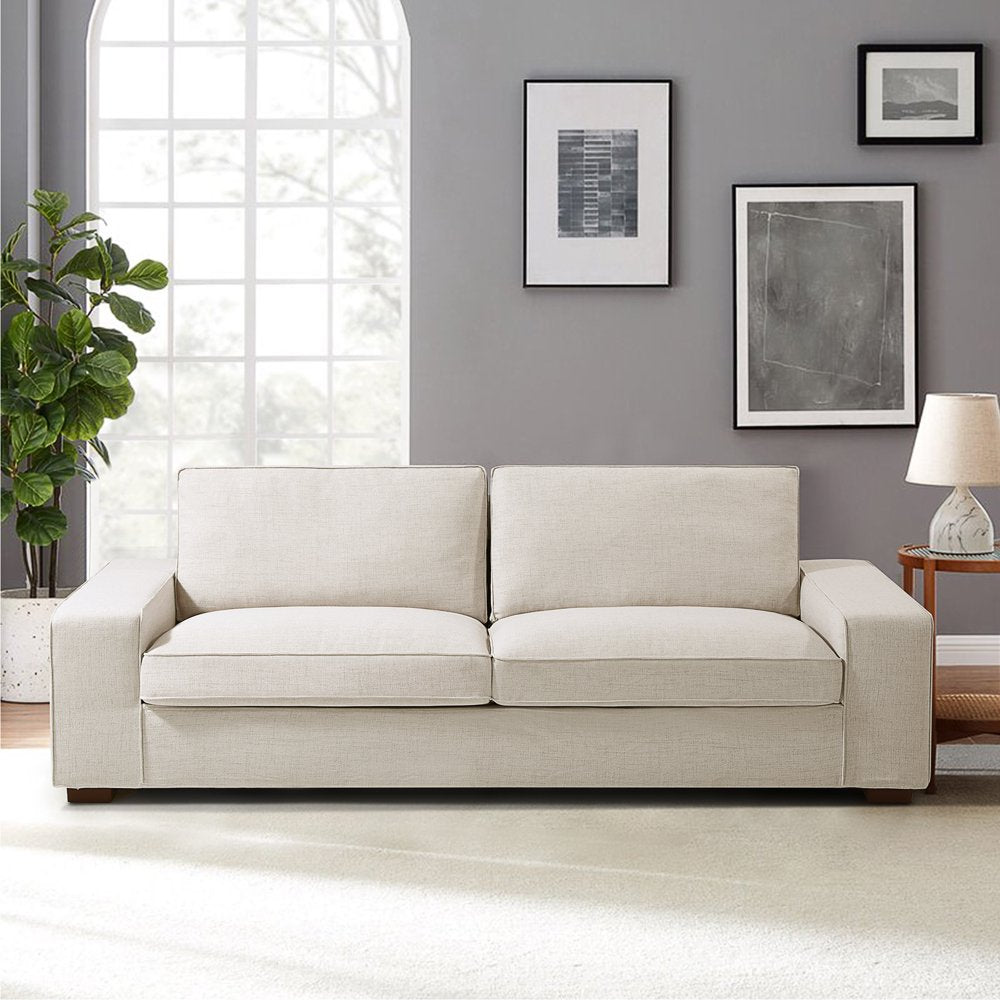 INGALIK 88.58′′ Beige Modern Loveseat Sofa, 3 Seater, Durable Wood Frame, Easy Assembly
