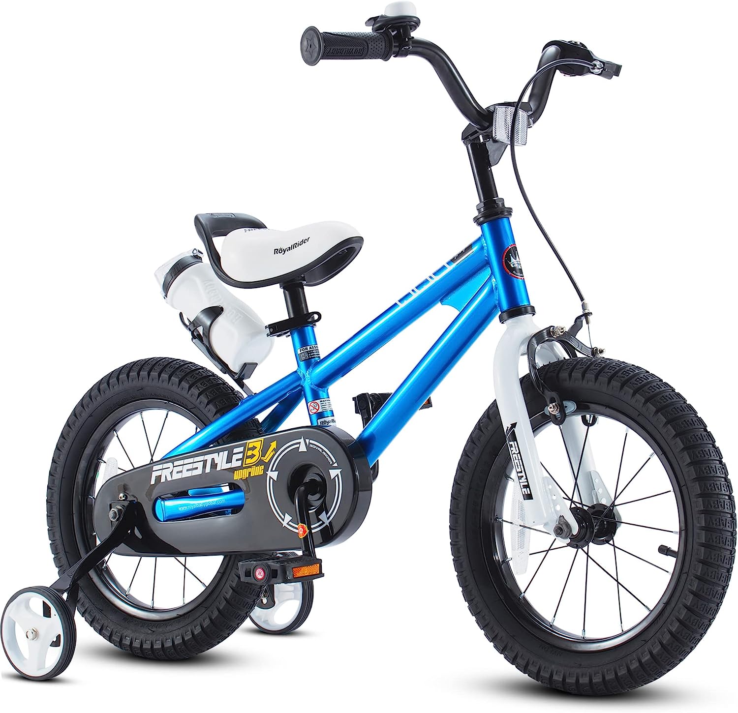 RoyalBaby Freestyle Kids BMX Bike with Training Wheels, Steel Frame, Adjustable Seat, 12/14/16 Inch, CPSC Certified