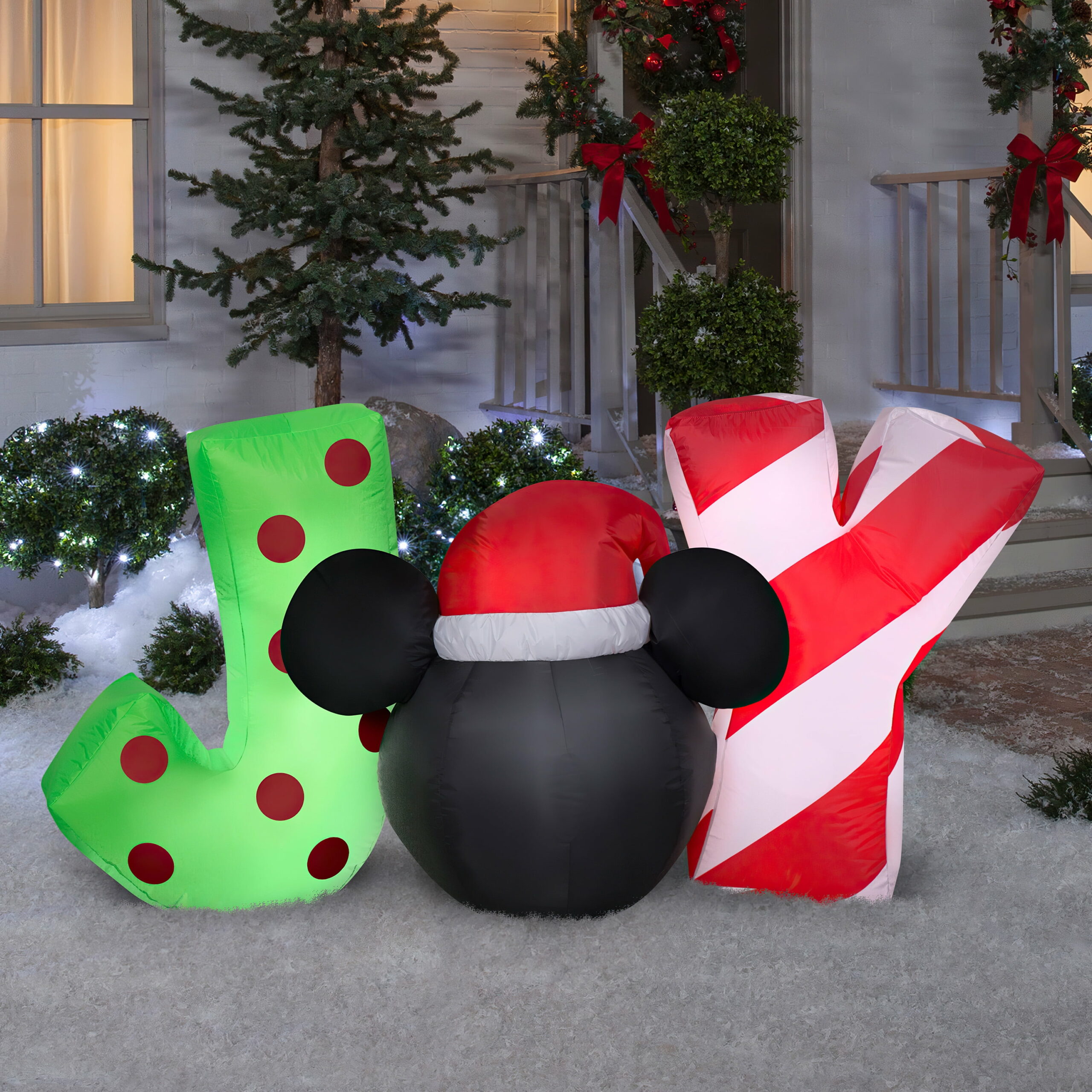 Gemmy Airblown Inflatable 5′ Disney Mickey Mouse JOY Sign with LED Lights for Indoor/Outdoor Use
