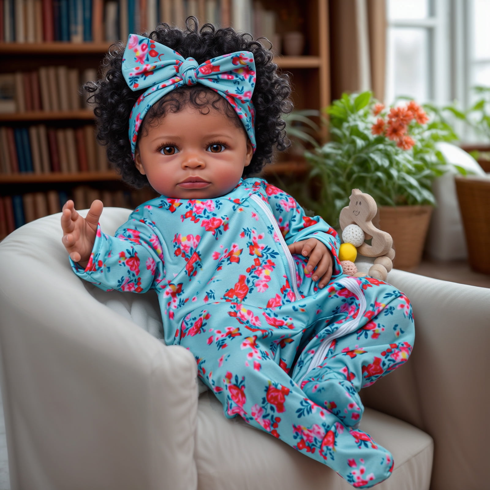 JIZHI 20′′ Lifelike Reborn Baby Doll, Realistic Vinyl Girl with Clothes & Accessories, Age 3+