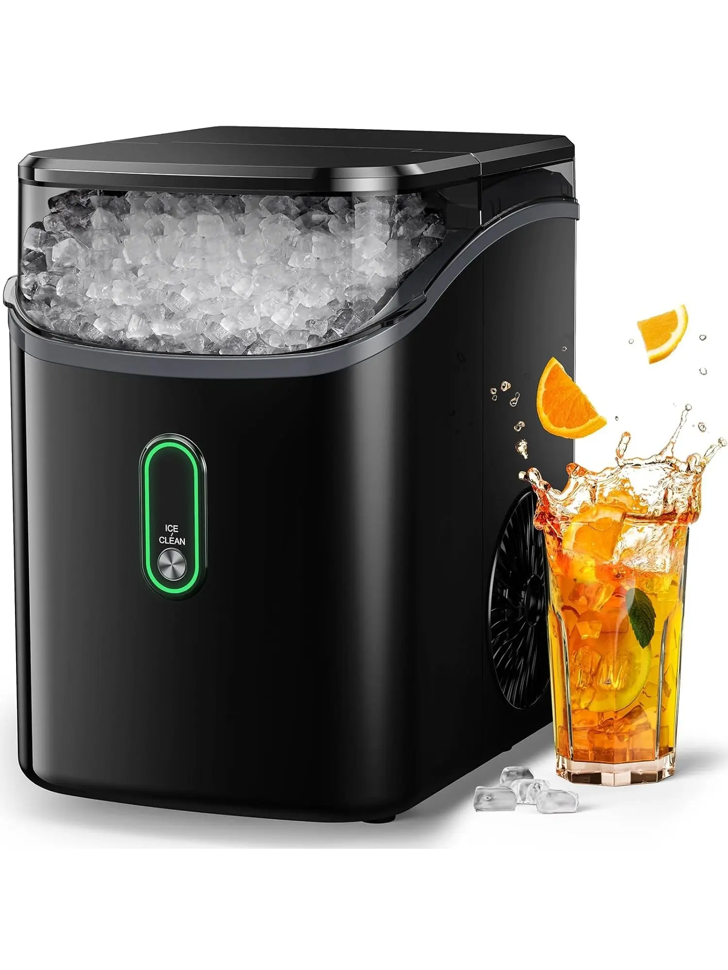 Silonn SLIM24B Nugget Ice Maker, 33lbs/Day, Soft Chewable Pebble Ice, Self-Cleaning, Countertop for Home & Office