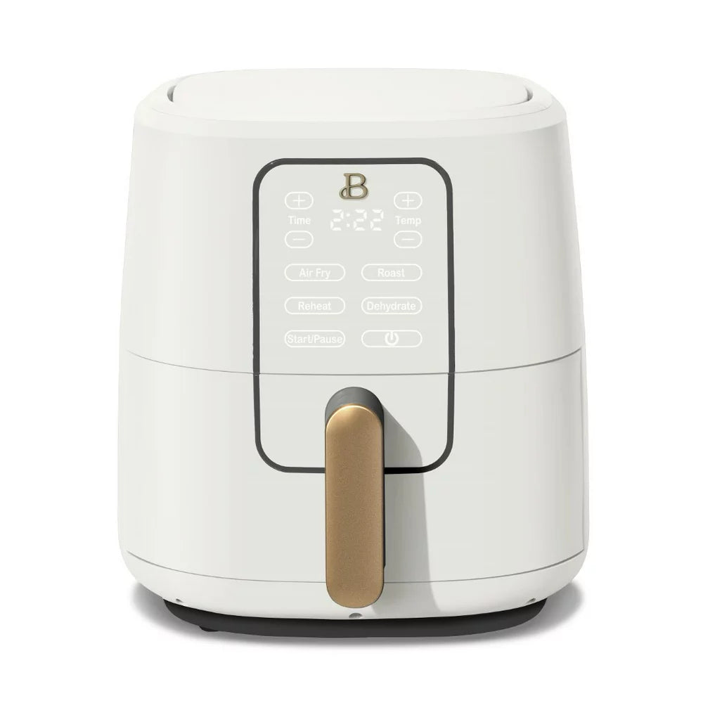 Drew Barrymore Beautiful 6-Quart Air Fryer with TurboCrisp Technology, Touch Display, White