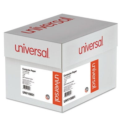 Universal Green Bar Computer Paper, 18lb, 12-7/8′′ x 11′′, 2600 Sheets, White/Green, Perforated