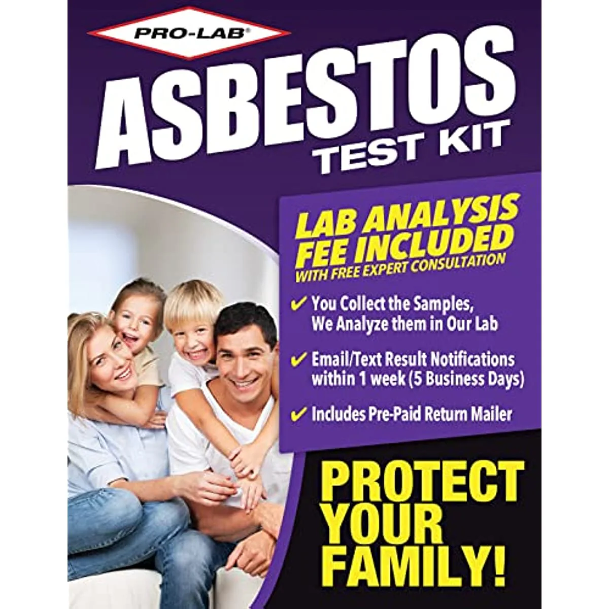 Pro Lab AS108 Asbestos Test Kit – 2 Sample Analysis, Lab Fee & Shipping Included, EPA Approved