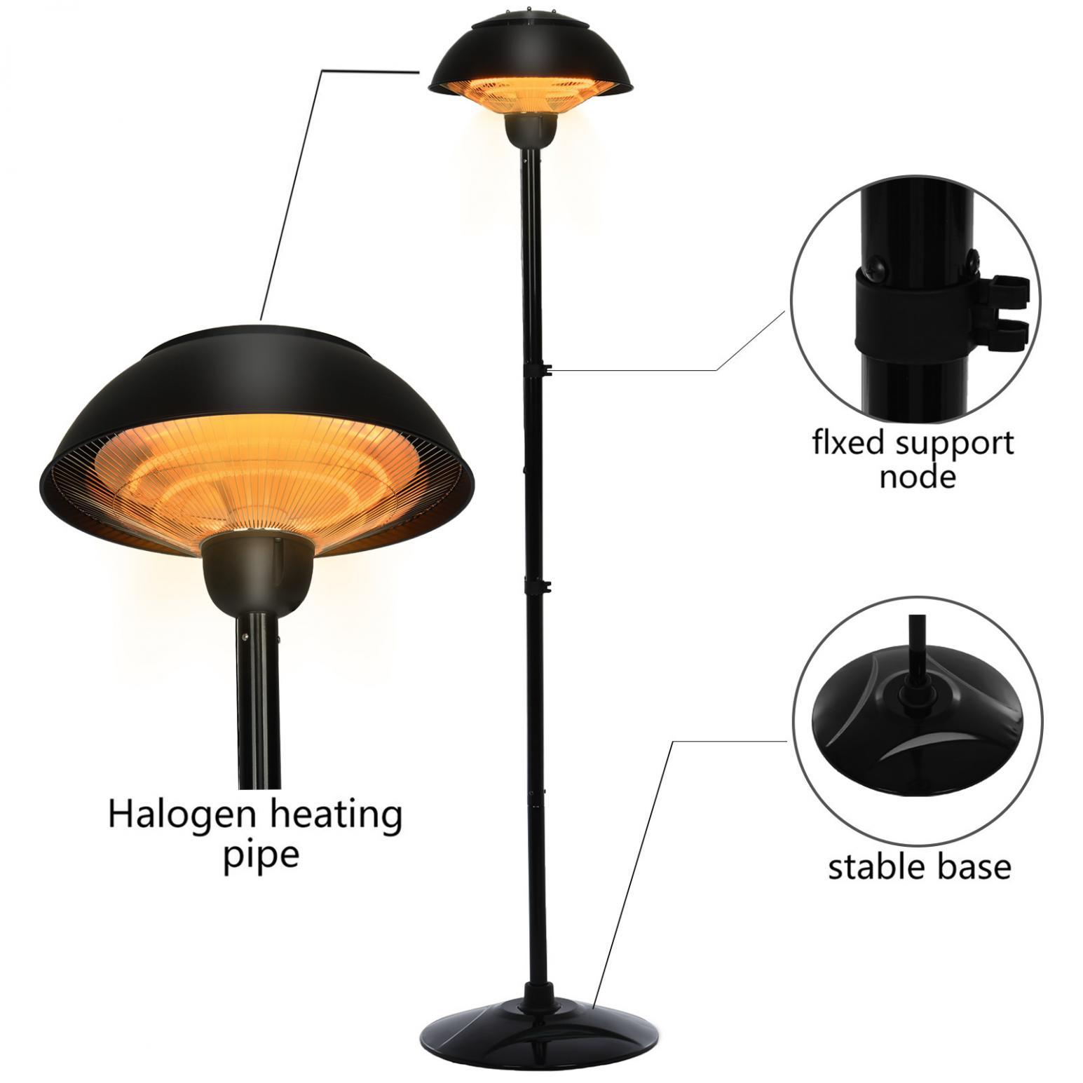 Hammered Bronze Electric Patio Heater, 1500W Infrared, Freestanding, Weather-Resistant for Outdoor Use