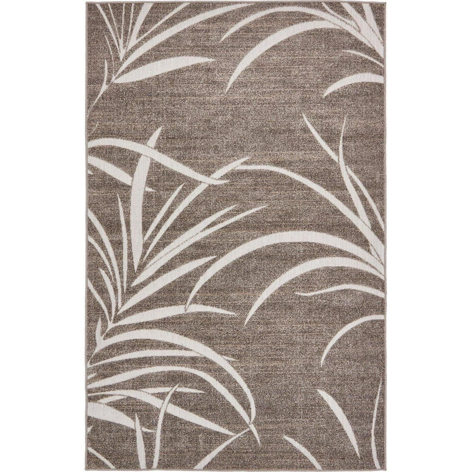 Unique Loom Orlando Botanical Rug – 5×8 Brown/Beige, Indoor/Outdoor, Stain & Fade Resistant, Polypropylene