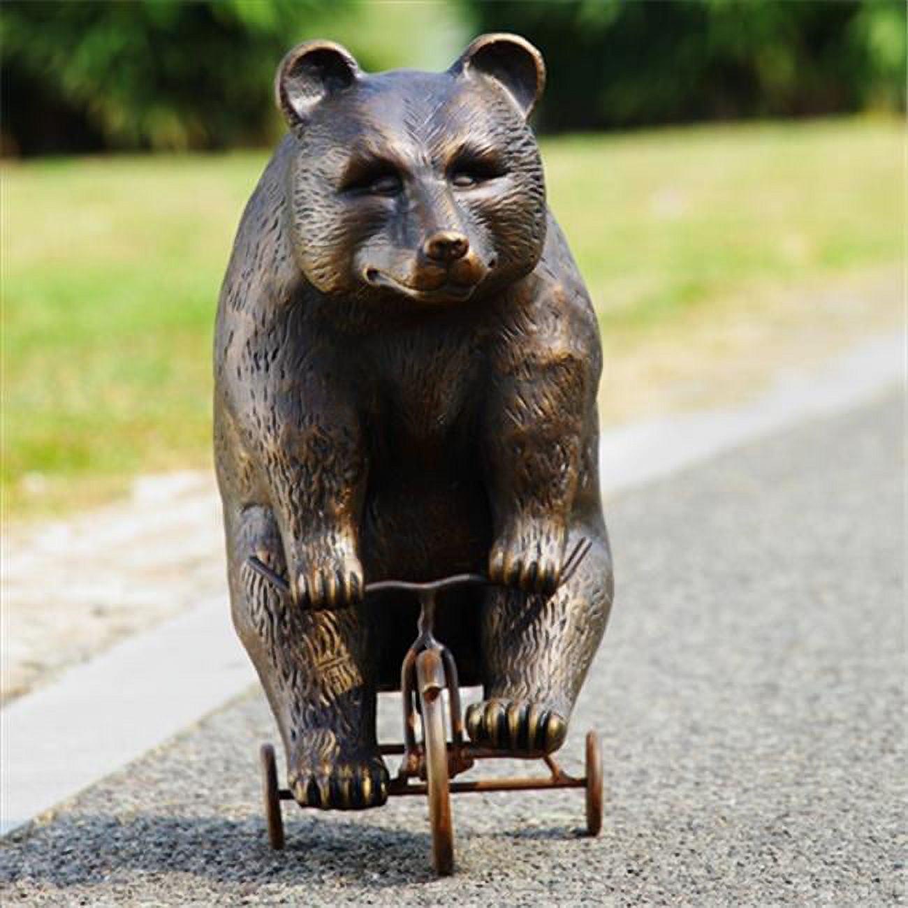 SPI Home Big Bear Little Trike Garden Statue, Aluminum, Brown, 23.5′′ H, Animal Theme