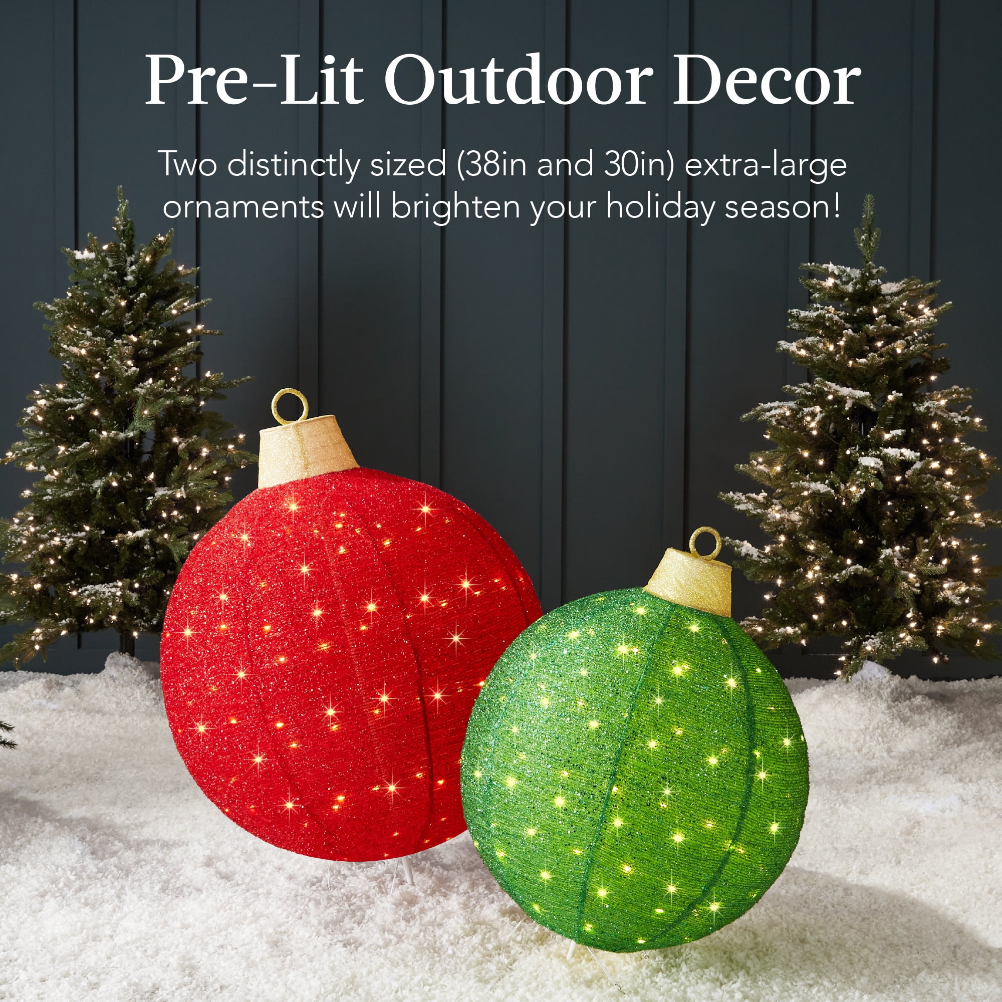 Best Choice Products Pre-Lit Outdoor Christmas Ornaments Set, 2pc, 180 LED Lights, Red/Green, Weather-Resistant, Easy Assembly