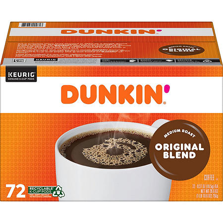 Dunkin’ Donuts Original Blend Coffee K-Cups, 72 Count – Premium Arabica, Keurig Compatible
