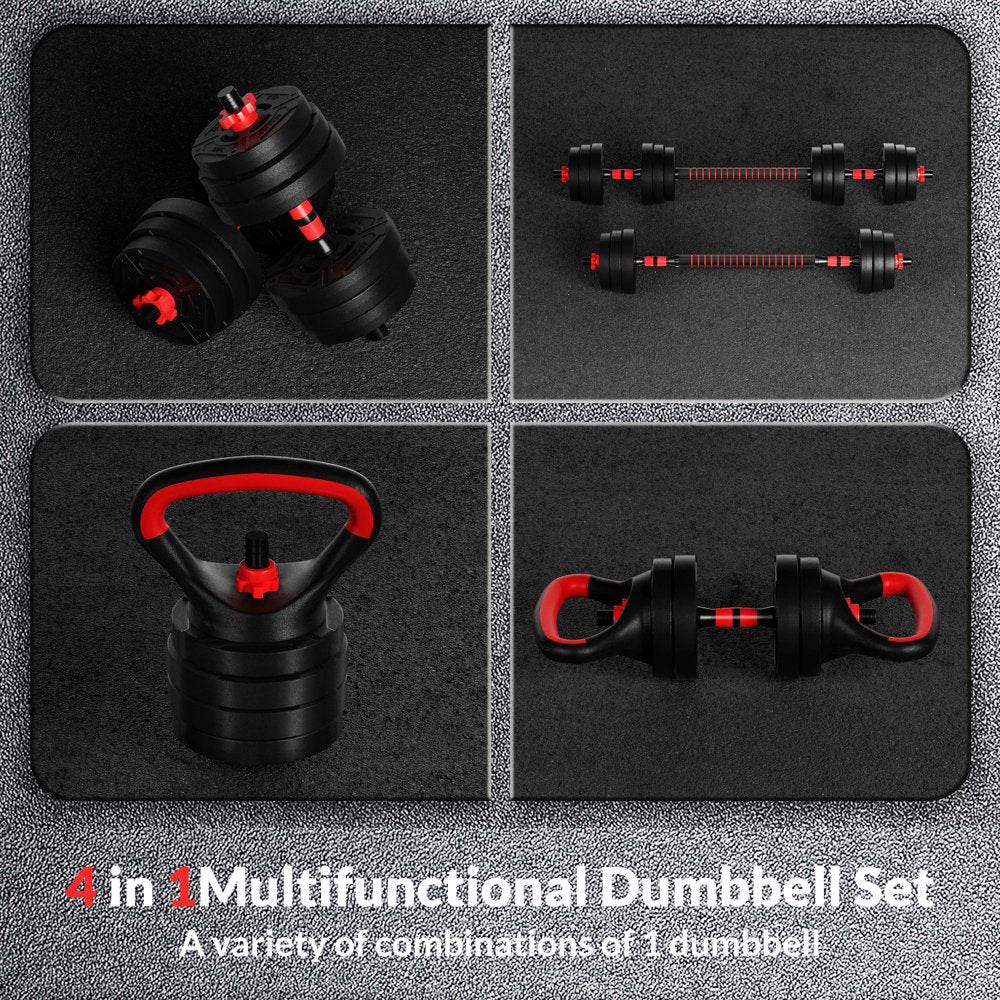 BalanceFrom 60LB 4-in-1 Adjustable Dumbbell, Barbell & Kettlebell Fitness Set