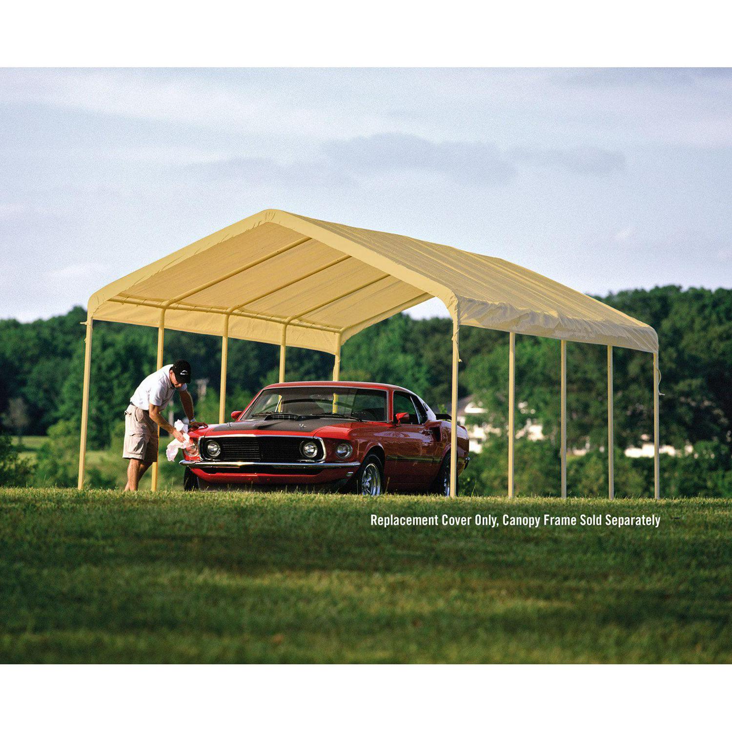 ShelterLogic 12×26 ft White Canopy Replacement Cover for 2′′ Frame, UV Protection, Easy Install