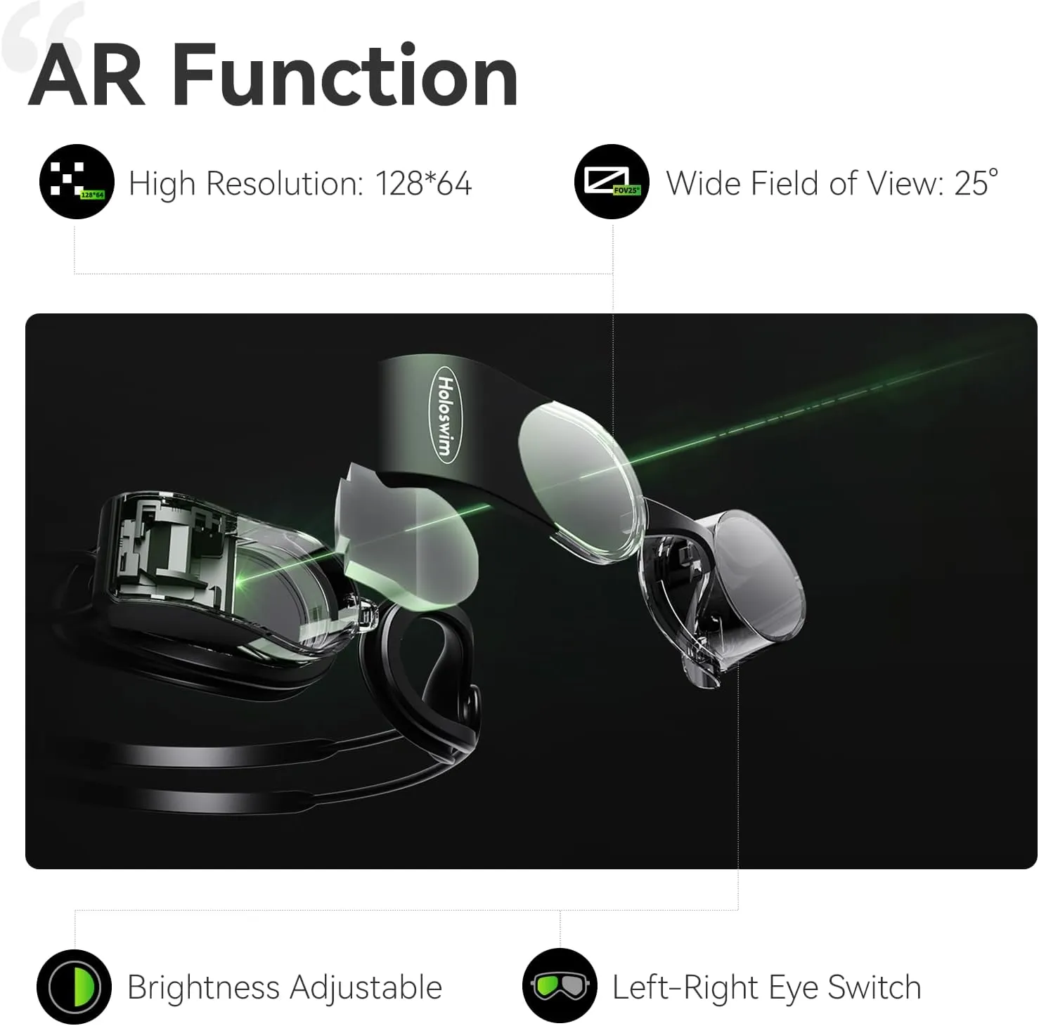 2s AR Smart Swim Goggles with Anti-Fog Lenses & Fitness Tracker, Compatible with Garmin Watches