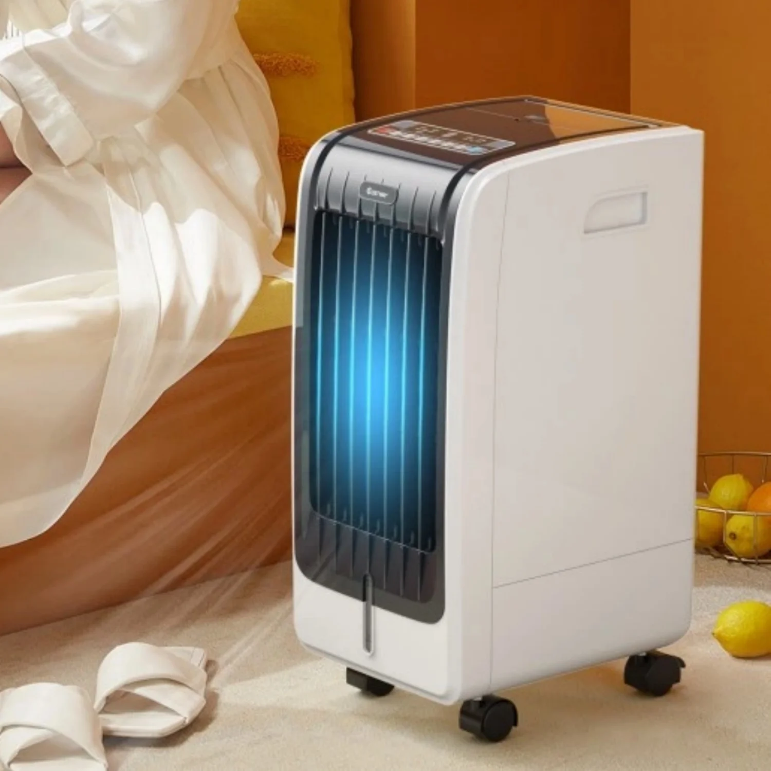 Portable Air Cooler Fan, 3-Speed, 8H Timer, 6L Tank, Remote Control, White