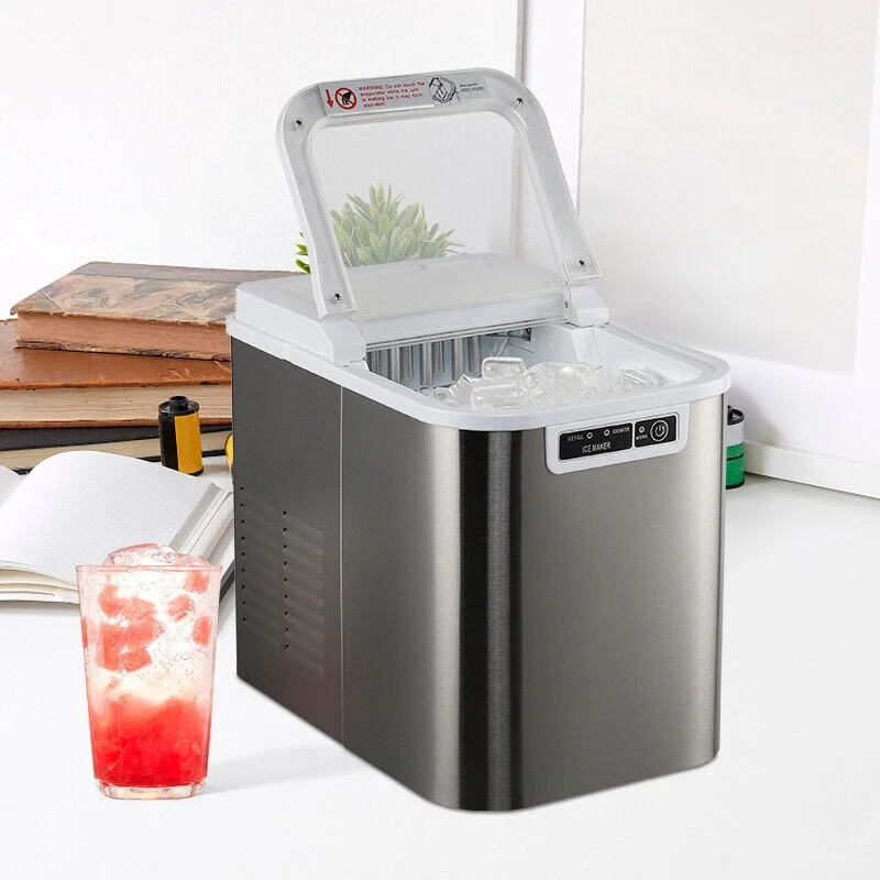 CJC Portable Countertop Ice Maker with Handle, 12KG/24H, Two Ice Sizes, for Home, Kitchen, Party, 110V