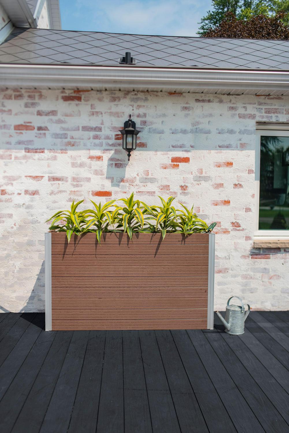 Vita Urbana Large Vinyl Planter, Espresso Brown, 57′′ x 16′′ x 33′′, BPA-Free, Easy Assembly