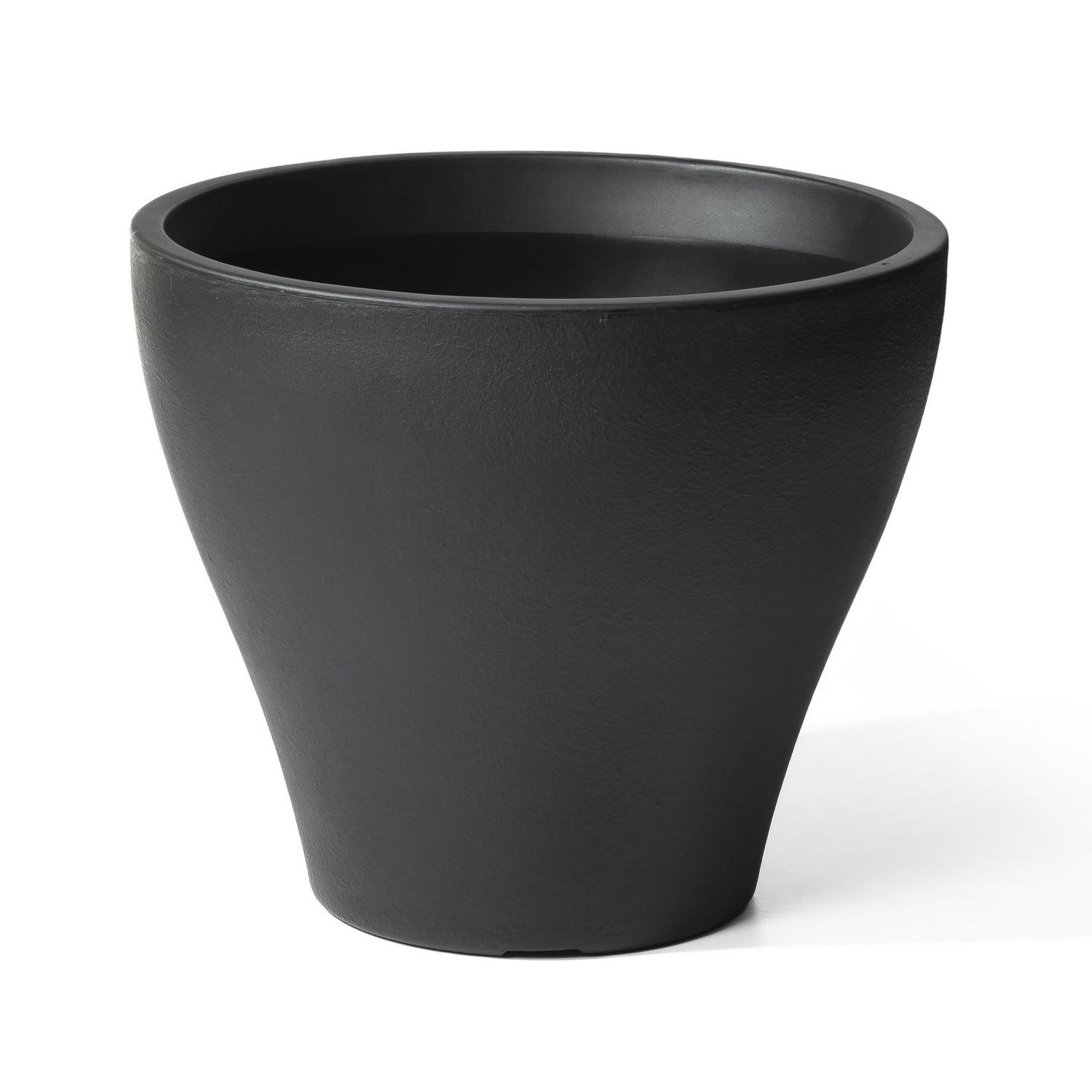 Step2 Fernway 20′′ Tall Onyx Black Round Plastic Planters 2-Pack – Self-Watering, Indoor/Outdoor Use