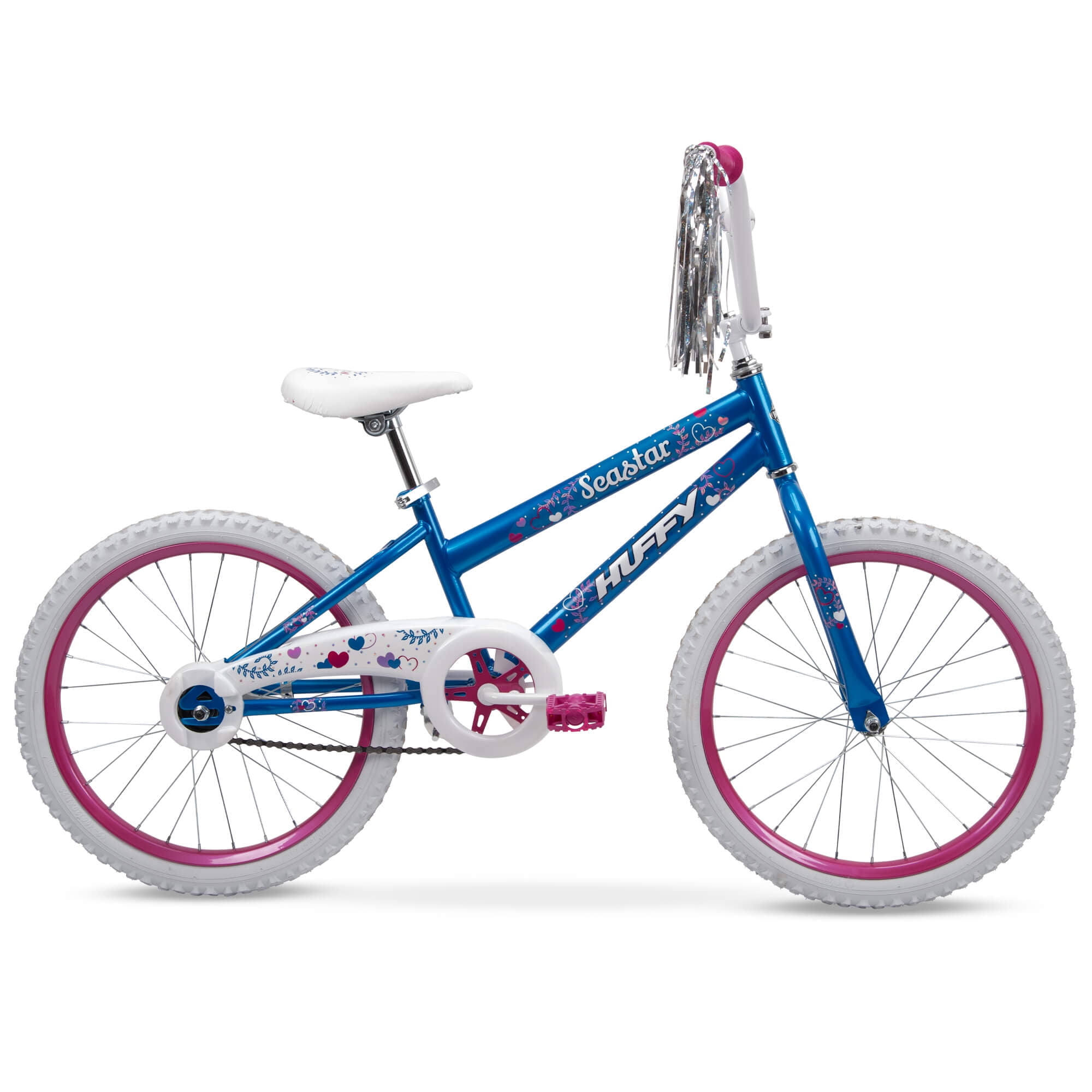 Huffy Sea Star Kids Bike 20′′ Blue/Pink, Ages 5-12, Coaster Brake, Steel Frame, Streamers