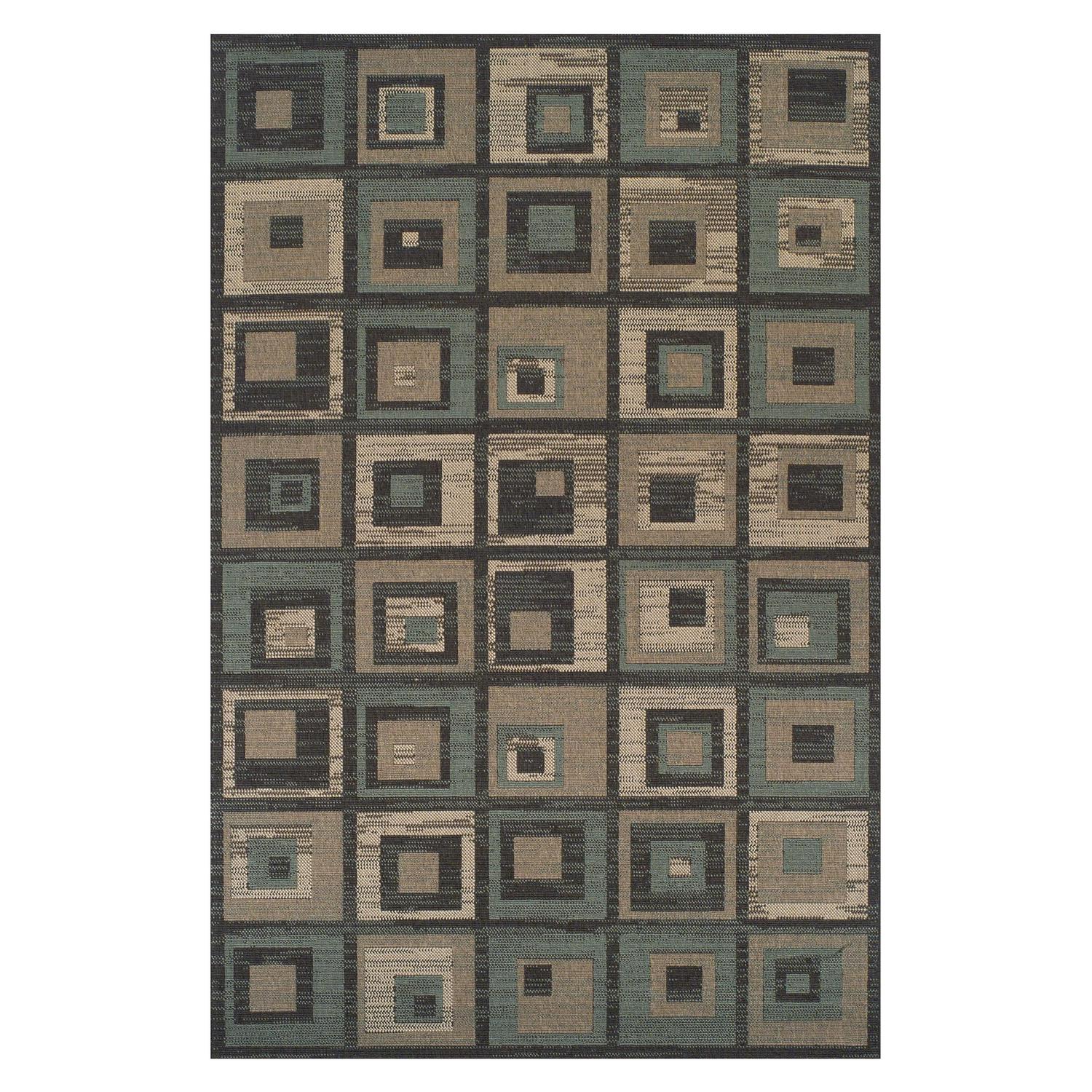 SUPERIOR Colburn Geometric Blue Area Rug 6′ x 9′ – Indoor/Outdoor, Modern Style, Weather-Resistant Polypropylene