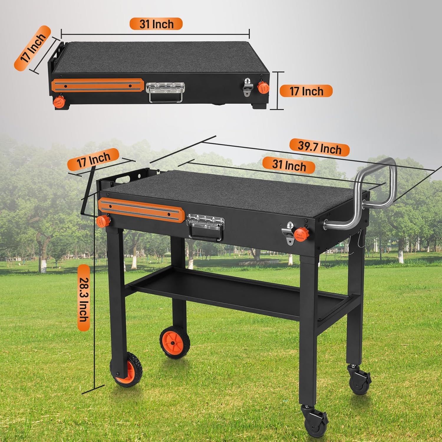 Griller Mate Portable Grill Table Stand – Heavy-Duty, Foldable Outdoor Dining Cart for Blackstone & Weber Grills